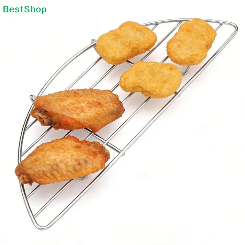 〔Y〕Outdoor Barbecue Net Steam Rack Stainless Steel Camping Barbecue Frying Pan Barbecue Meat Drain Anti Scorching Grill