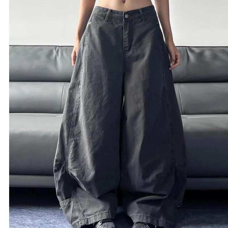 

Мужские рабочие брюки в американском ретро-стиле, свободные, широкие, повседневные, с эффектом потертости, молодежные джинсы-брюки в трендовом стиле