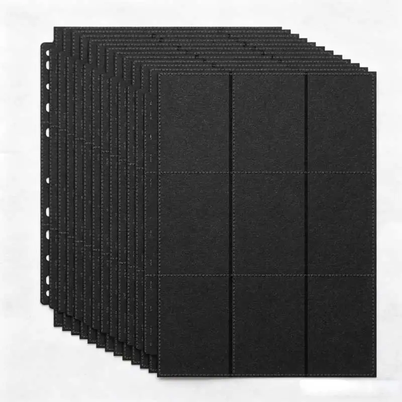 

20/30 шт. двусторонних листов-вкладышей для карточек с 11 отверстиями и 9 карманами, черные защитные файлы для коллекционных карточек, для игровых альбомов