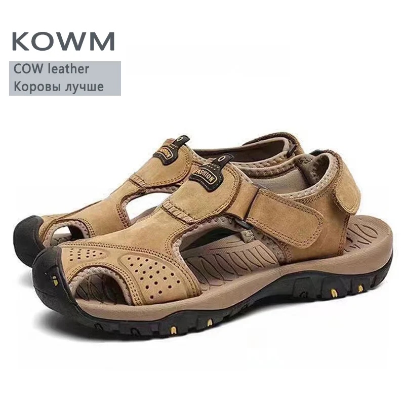 KOWM Cow leather Upstream Shoes Men Outdoor  Wading Aqua Shoes Breathable Mesh Sandals water shoes Quick drying men Sneakers