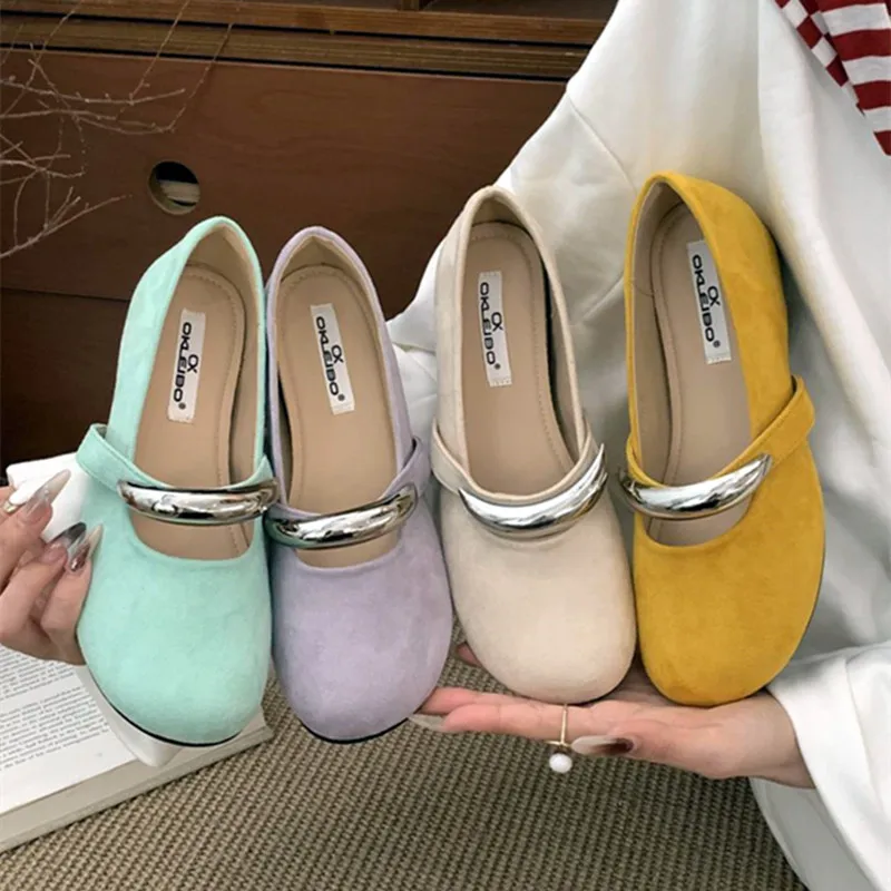 

Shiny Metal Buckle Ballet Flats Women Light Comfortable Mary Jane Shoes for Women Autumn Elegant Ballet Sneaker Zapatos De Mujer
