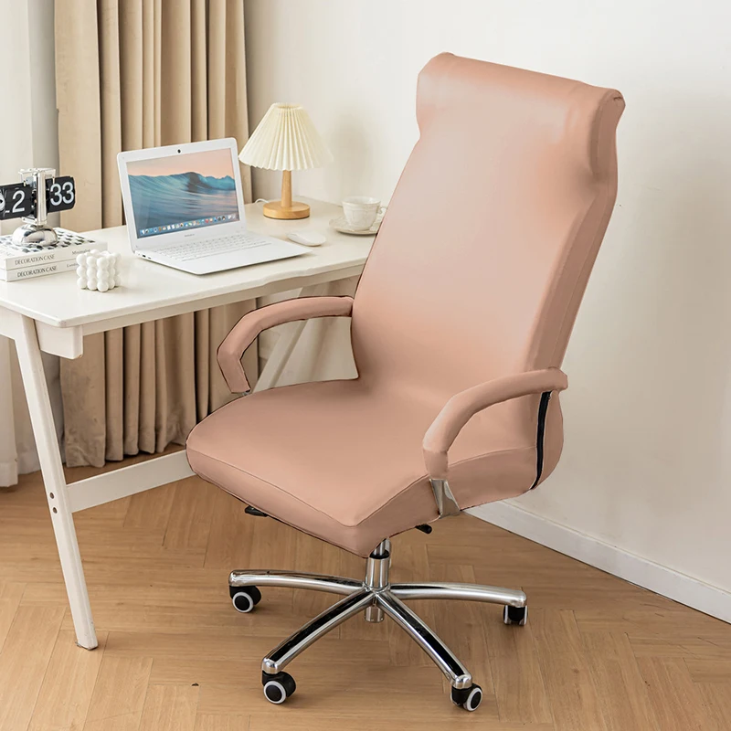 Waterproof PU Leather Chair Cover Stretch Office Computer Chair Slipcover Rotating Chair Seat Cover Swiveling Gaming Chair Cover