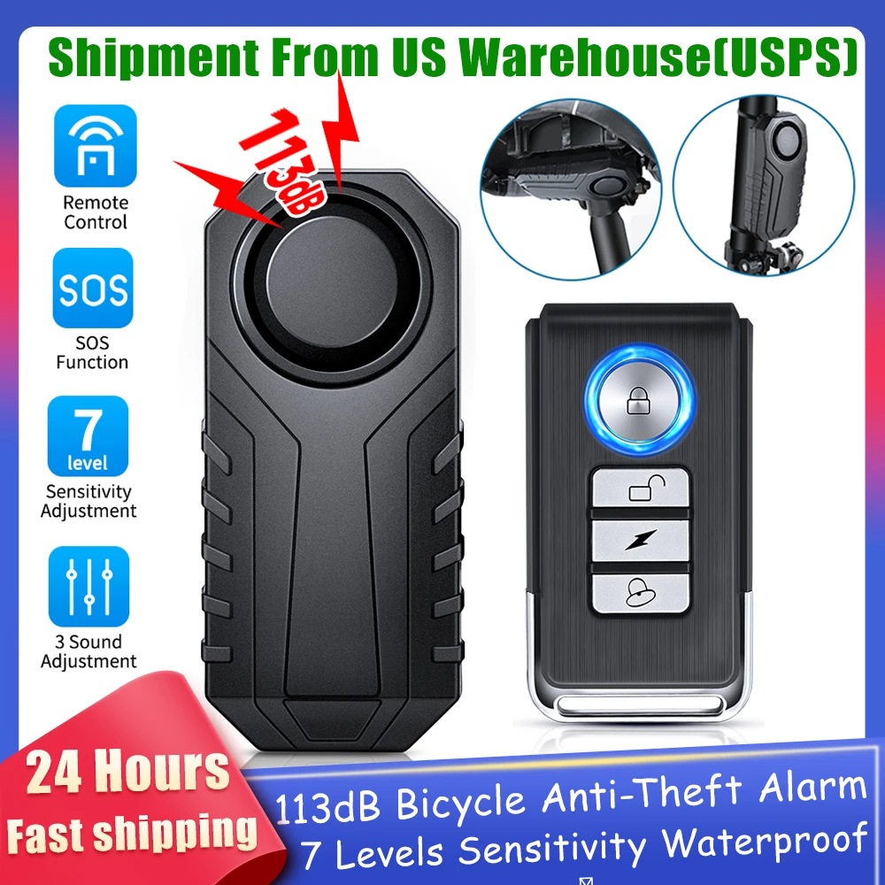 Elecpow Bicycle Alarm Wireless Remote Control Electric Scooter Bike Anti theft Alarm 113dB Waterproof Motorcycle Alarm System