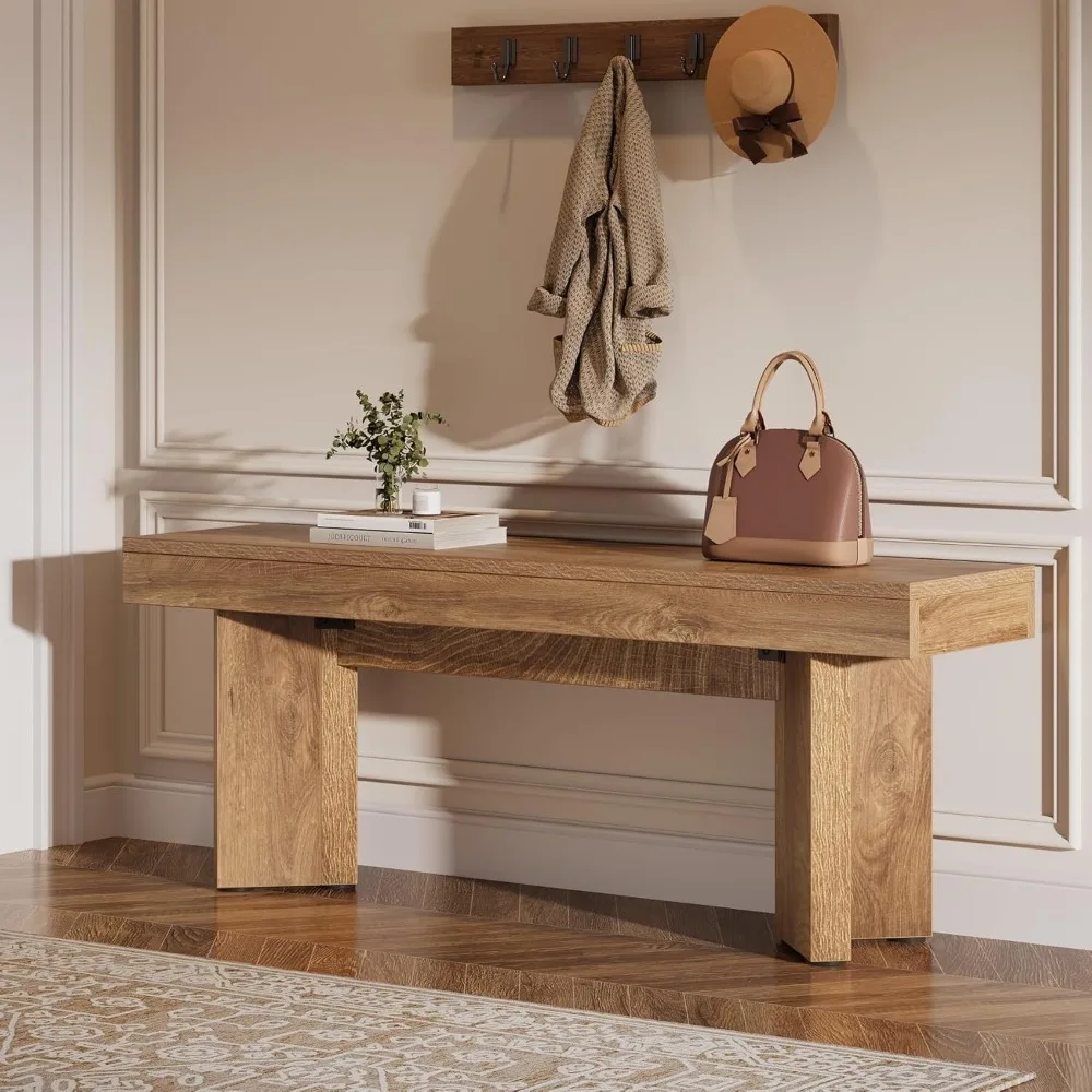 Farmhouse Style 47 Wooden Bench for Entryway, Bedroom, Hallway, and Foyer