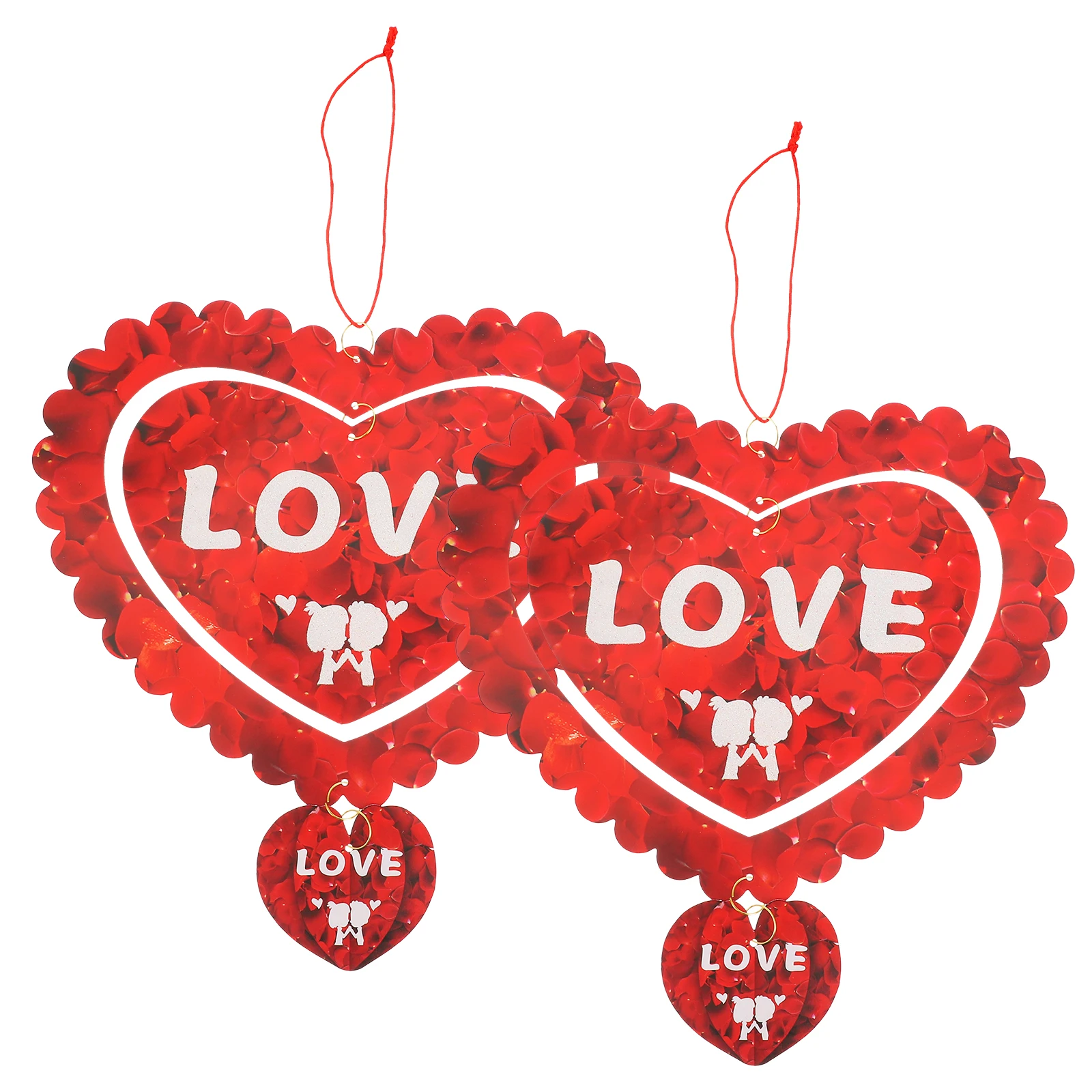 

2 Sets Heart Shaped Paper naments Hanging Decor Valentine Day Mall Store Party Home Wall Garden Use Lightweight Indoor