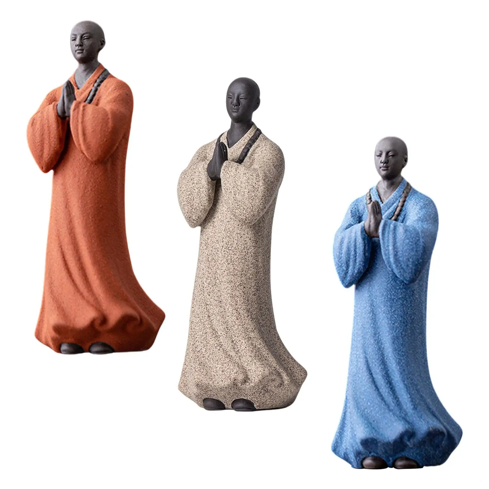 

Little Buddha Statue Monk Figure Ceramic Tea Pet Collectible Young Monk Figurine Desktop Ornament for Dining Room