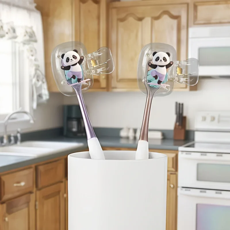 2pcs Panda Toothbrush Cases for Yoga Practice Portable Travel Toothbrush Storage Suitable for Daily Personal Care Camping Trip