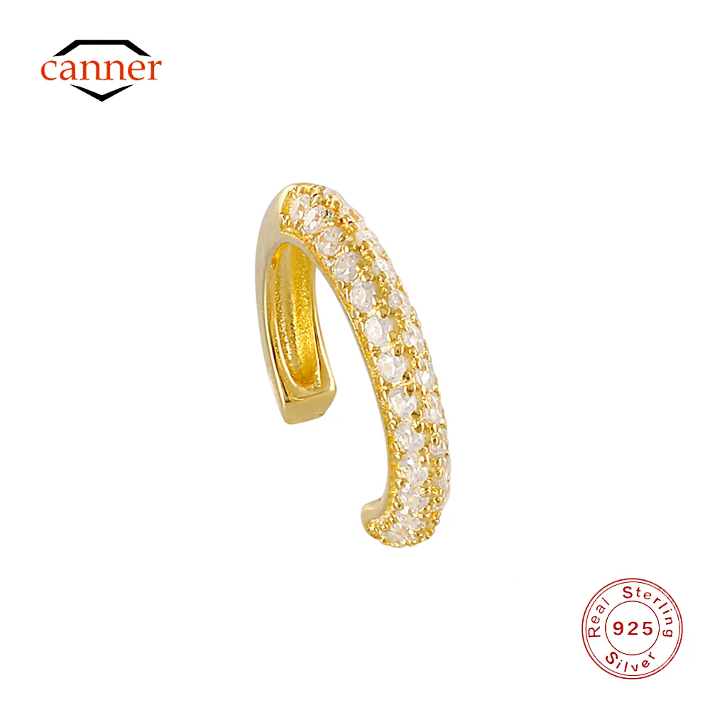 

CANNER 1PC 925 Sterling Silver Earclip Zircon Classic Circle Earrings Without Ear Holes For Women Ins Simple Fine Jewelry Gift