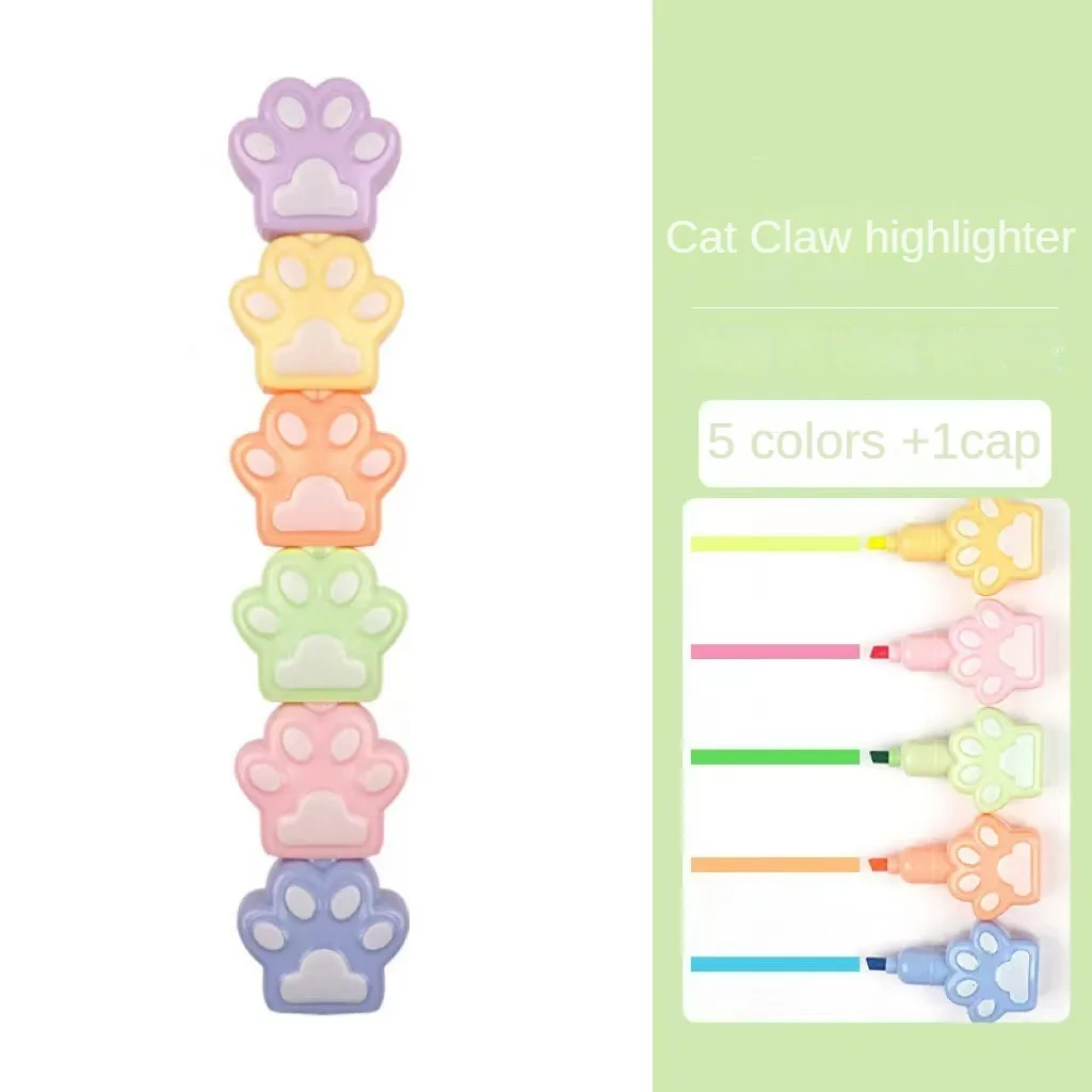 5 Color Creative Cute Splicing Love Octopus Bear Highlighter Girl Heart Octopus Colorful Marking Pen Student Supplies