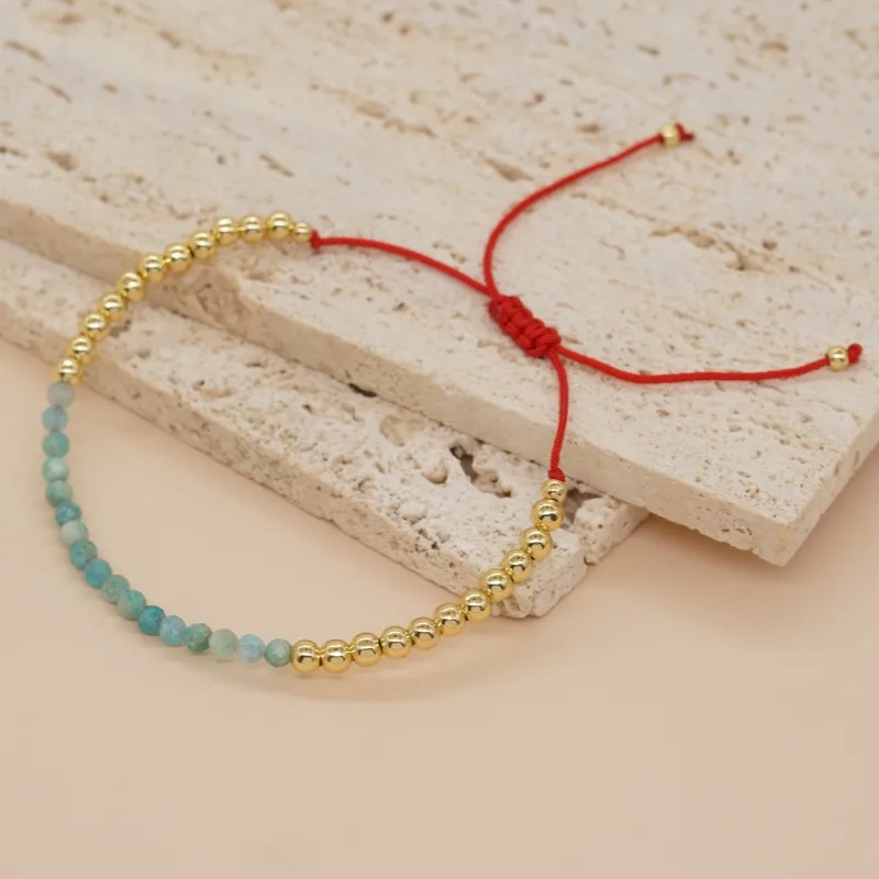 Go2boho Crystal Bead Bracelets Semi-precious Stone 18k Gold Plated Beads Stack Chain Bohemian Handmade Jewelry For Women Gifts