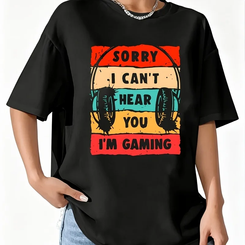 Sorry I Can'T Hear You Women's 100% Cotton T-Shirt Short Sleeve Top Casual Round Neck Fun Print Tee S-5Xl