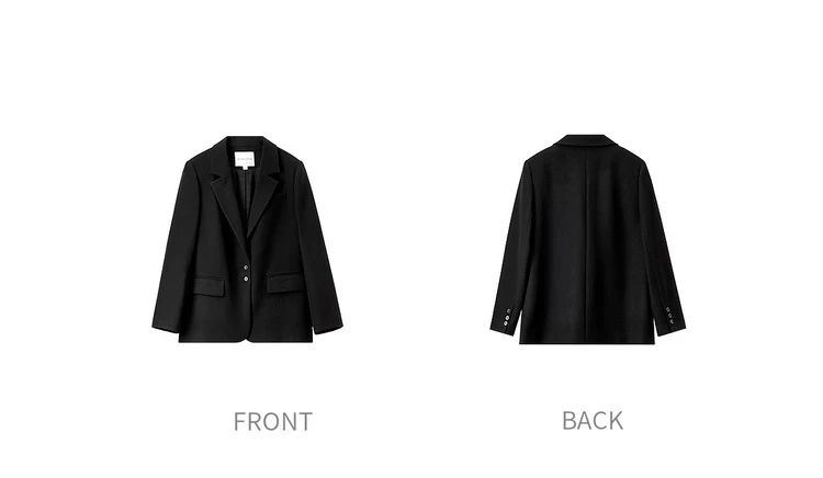 SENTUBILA Einfarbige Blazer für Damen 2026 Herbst Reverskragen Einreihig Zweiknopf Gerade Locker Sitzender Maßgeschneiderter Mantel 153XC8811X – Detail 36