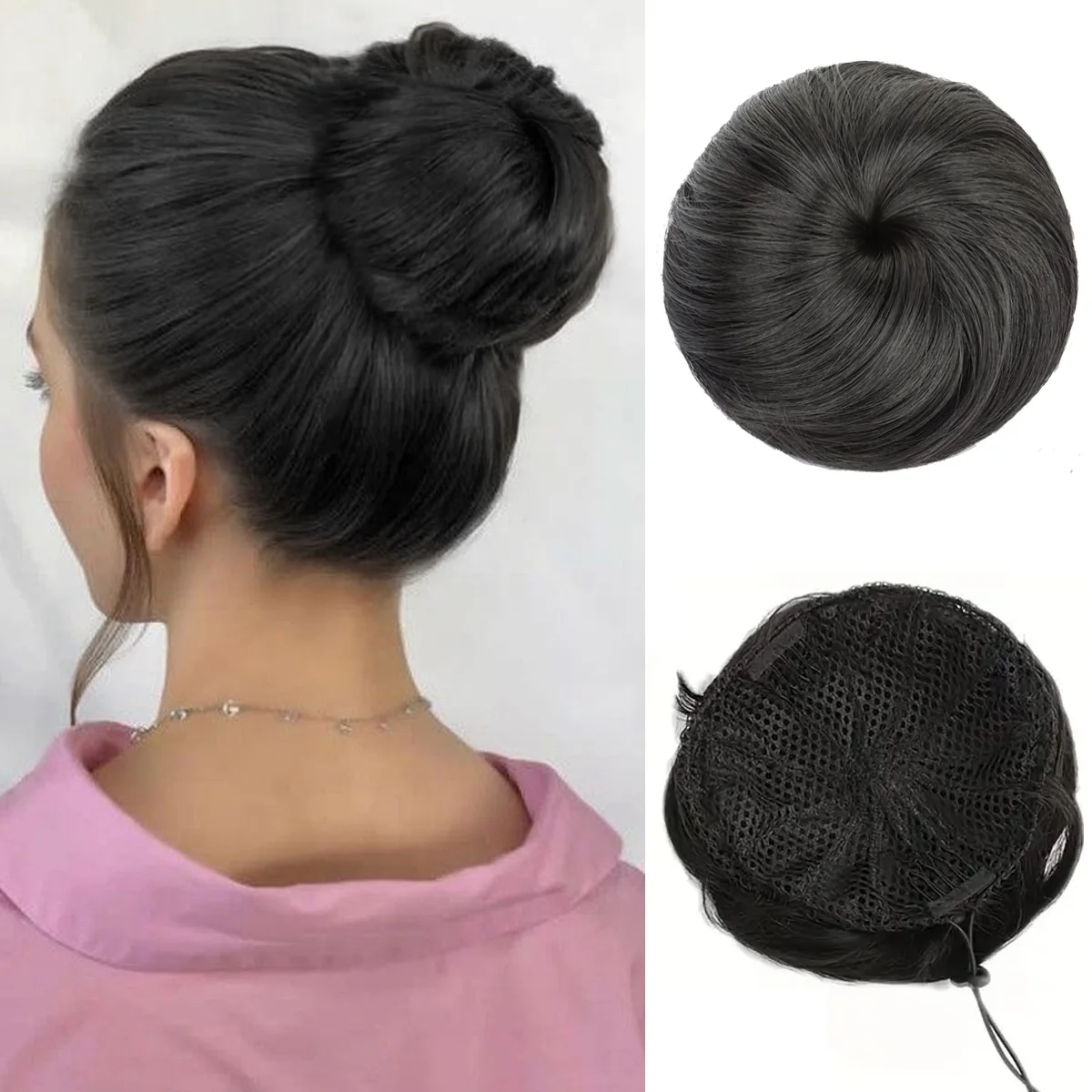 1pcs Synthetic Messy Drawstring Bun Hair Piece Straight Chignon Extension Mini Hair Buns Donut Wig Updo Bun Hair