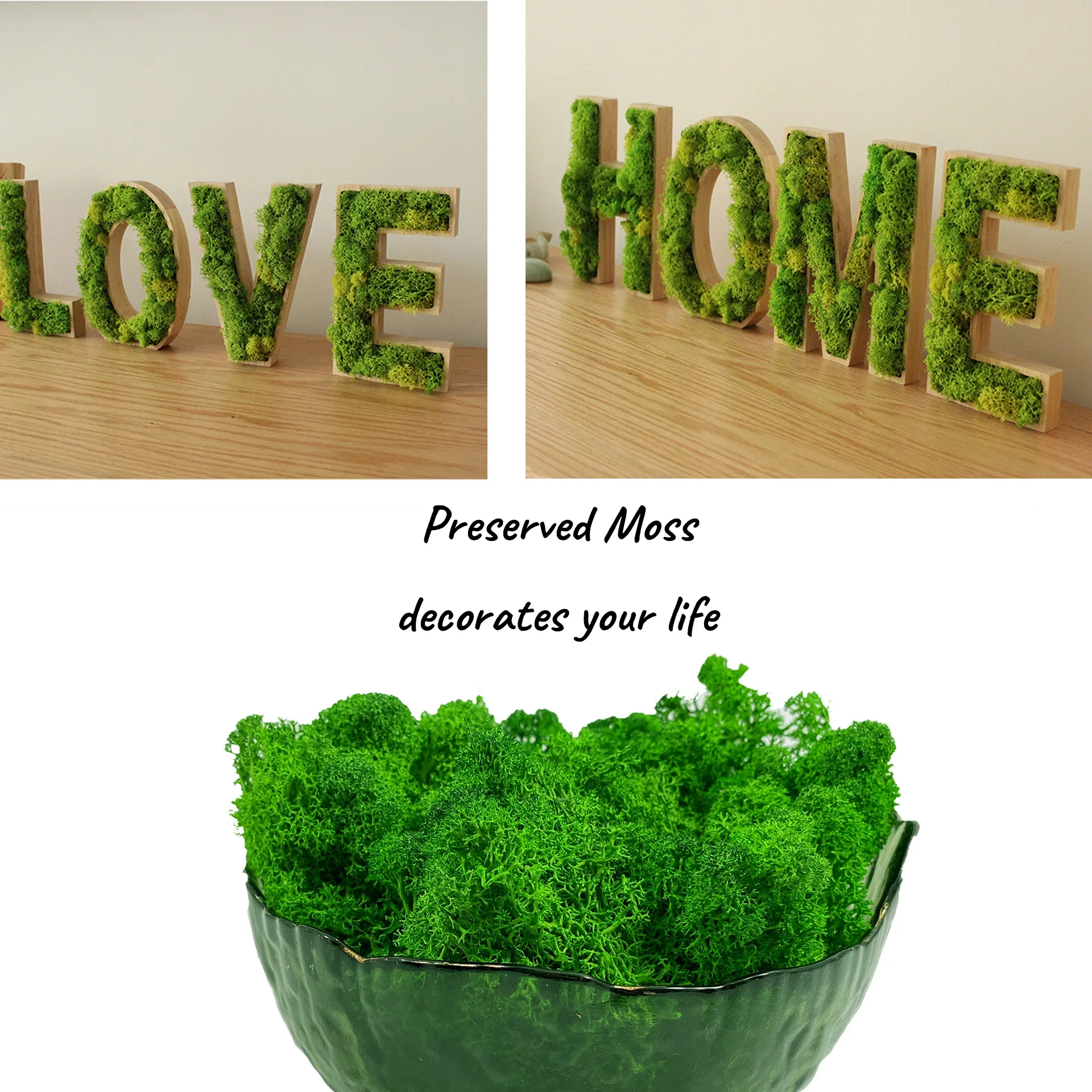 Artificial Moss for Potted Plants Fake Natural Green Reindeer Moss for Craft Arts Floral Wall Decor Wedding Garden Decoration