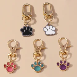 Cute Enamel Puppy Dog Cat Paw Keychain Footprint Keyring Pendants for Car Key Holder Handbag Decor DIY Pet  Jewelry  Gifts