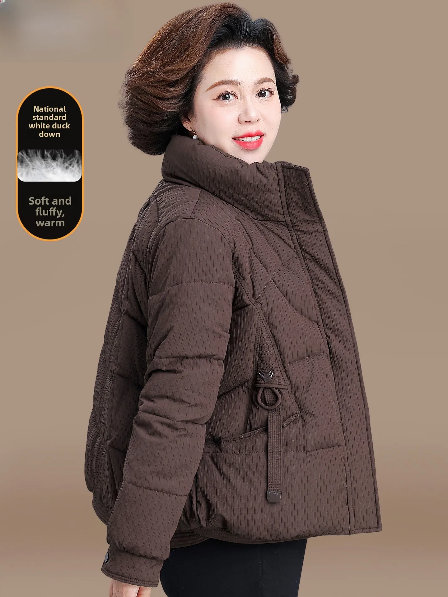 

Loose Women's Winter Coat Du down Jaet plus Size Faionable Stand Fit Button Zipper Closure No Hood Cotton Inner