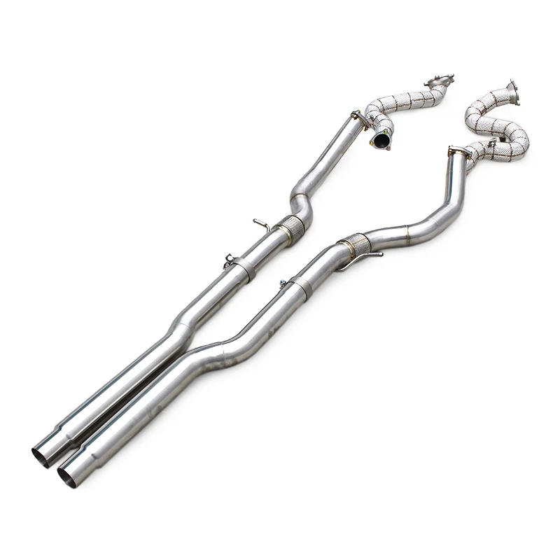

Stainless Steel Turbo Exhaust Downpipe With Front Pipe For Audi S8 D4 4.0T 2013-2018 Free Flow Downpipe With Heat Shield