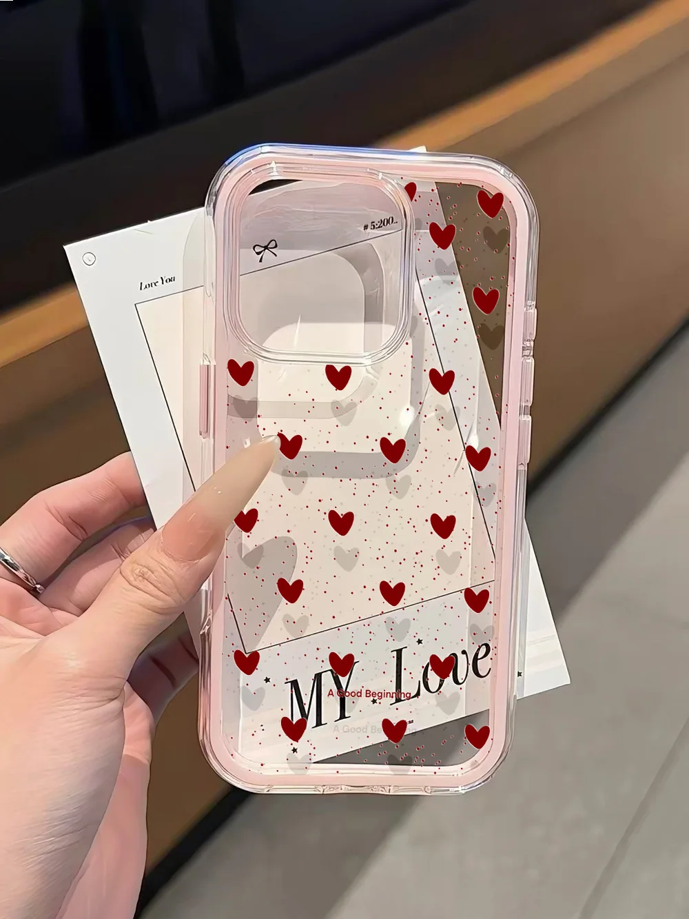 Herz-Polka-Dots Transparente Handyhülle für iPhone 17 13 16 15 11 12 14 Pro Max 17 Air XR X Hülle Silikon 2 IN 1 Stoßfeste Weiche Abdeckung – Detail 7