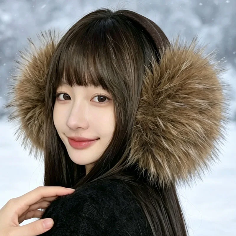 Y2K Gothic Faux Mink Fur Earmuffs Women Winter Thick Plush Windproof Cold Protection Outdoor Warm Ear Cover Fashion Earplugs
