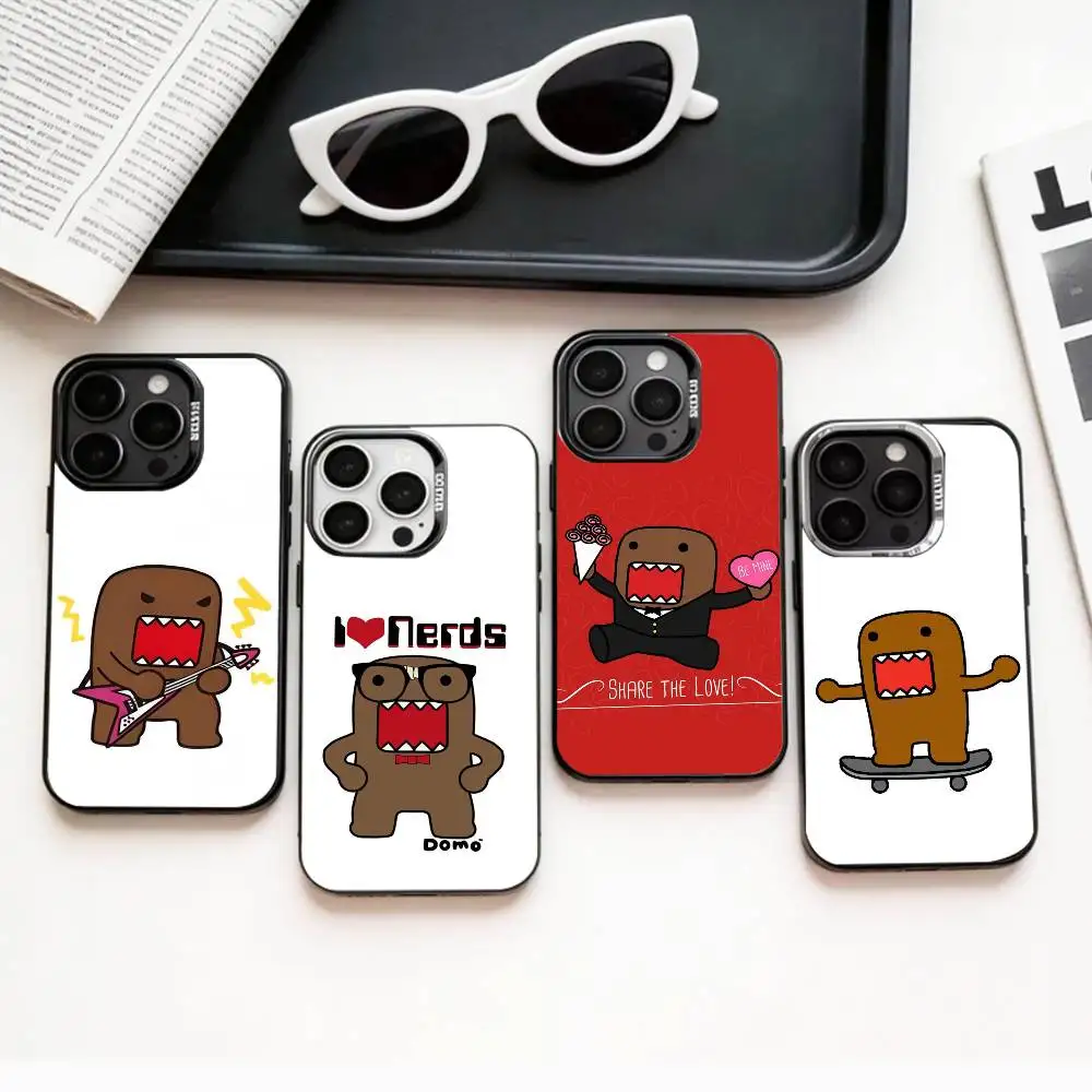 

cute Cartoon D-Domo K-Kun Phone Case For iPhone17,16,15,14,13,12,11 Plus,Pro Max Colored Silver Plated Inside Cover