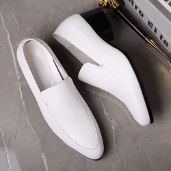 Pointed Leather Dress Shoes for Men in Business Attire Korean of British Style Men's Shoes Height Increase Hairstylist Designer