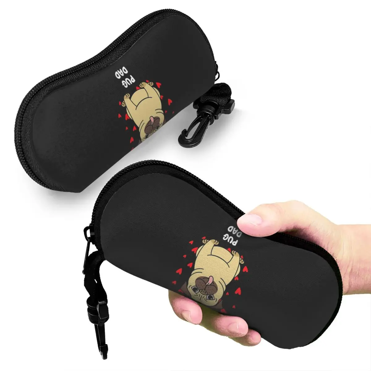 

Pug Dad Shell Glasses Case Protective Sunglasses Box Women Men Soft Eyeglass Bag Pouch
