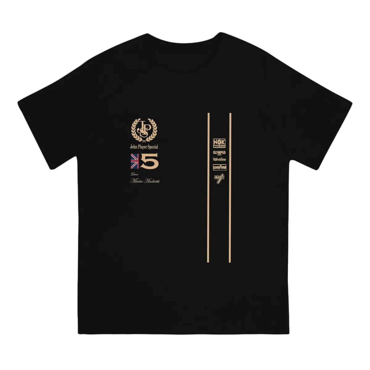 Mario Andretti T-Shirt for Men John Player Special Vintage Pure Cotton Tee Shirt Round Neck Short Sleeve T Shirts Original
