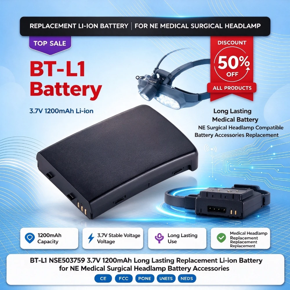 BT-L1 NSE503759 3.7V 1200mAh Long Lasting Replacement Li-ion Battery for NE Medical Surgical Headlamp Battery Accessories