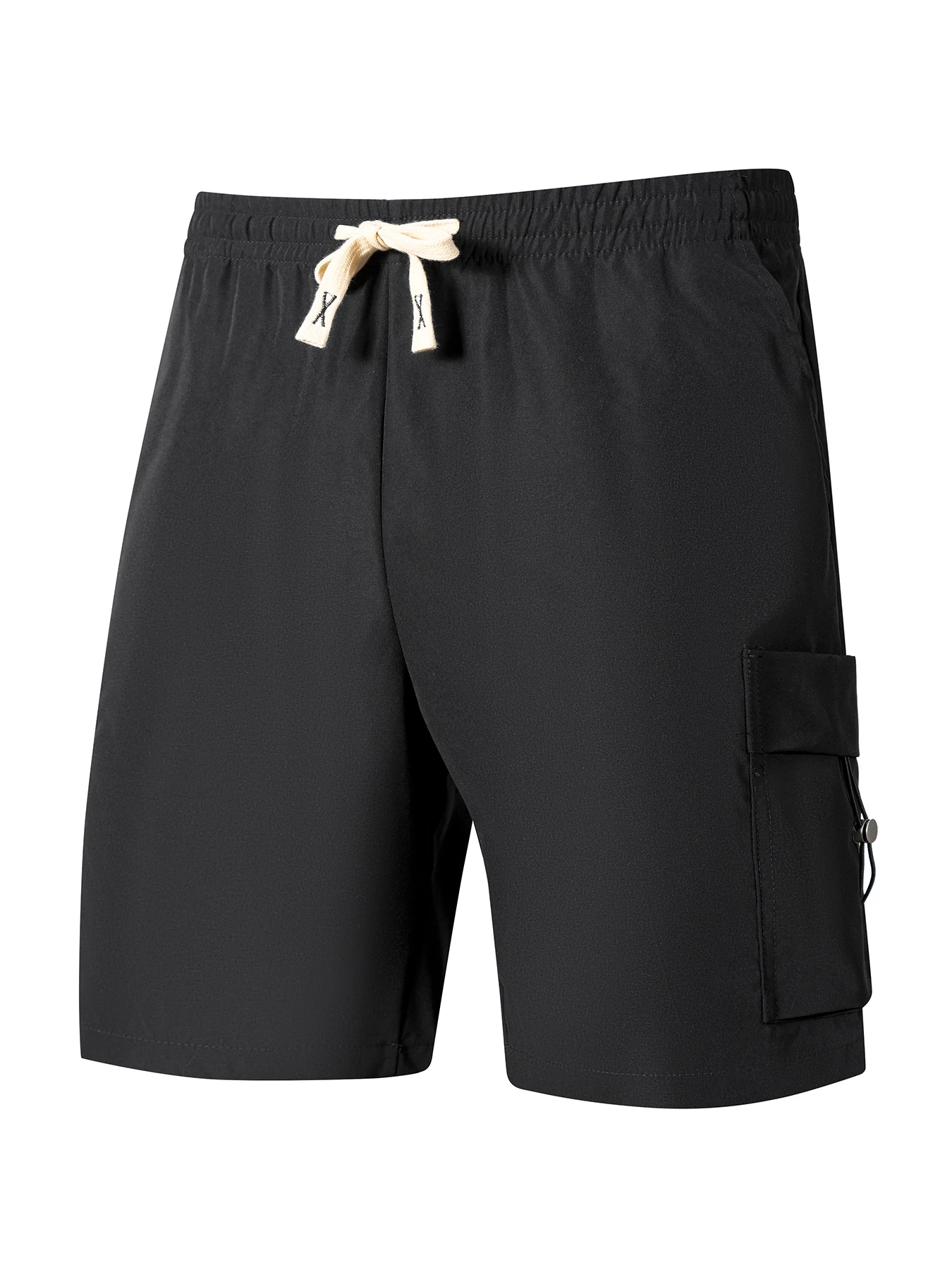 Men's Drawstring Elastic Waist Cargo Shorts Multi Side Pockets With Lanyard Ring Loose Casual Summer Outdoor Shorts