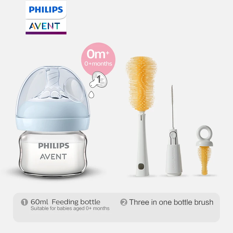 PHILIPS AVENT Newborn baby Glass bottle Slow flow Prevent choking Anti-Colic 0-24 months old baby bottle brush