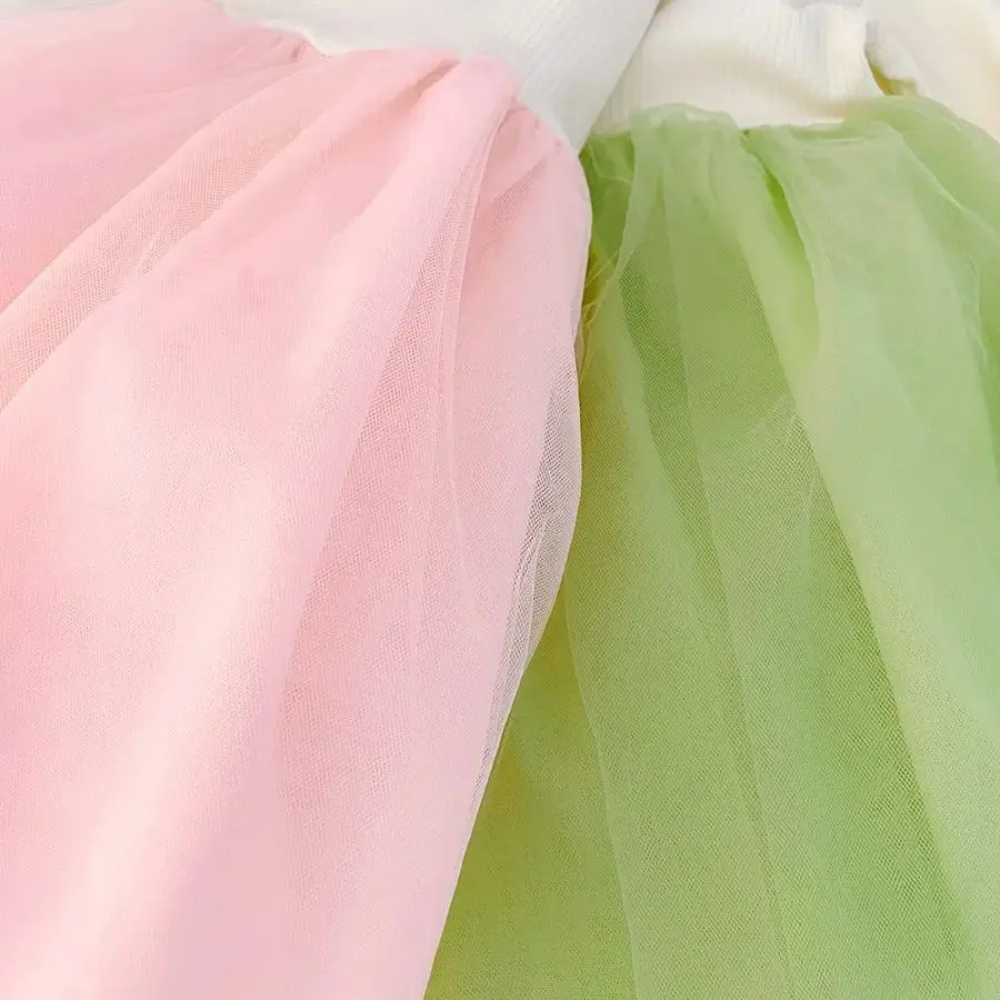 فستان عيد الميلاد للفتيات للربيع والخريف بنمط الفراشة وأكمام طويلة شبكي منفوش للفتيات فستان بناتي لطيف وبسيط #5