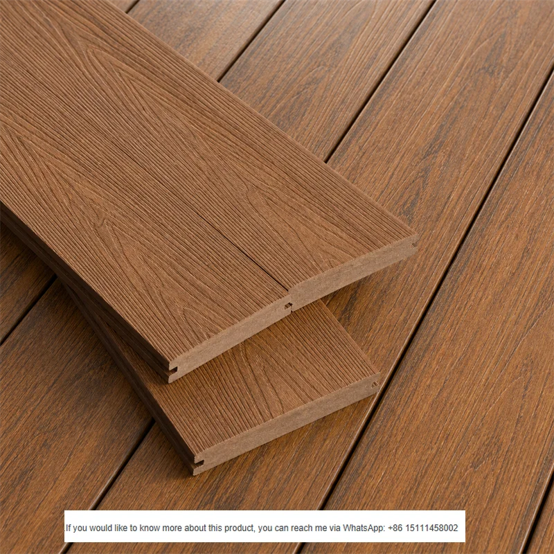 Custom Size 140mm Width 23mm Thickness Brown Woodgrain Outdoor Floor Panel Manufacturer Export Wholesale Solid WPC Decking