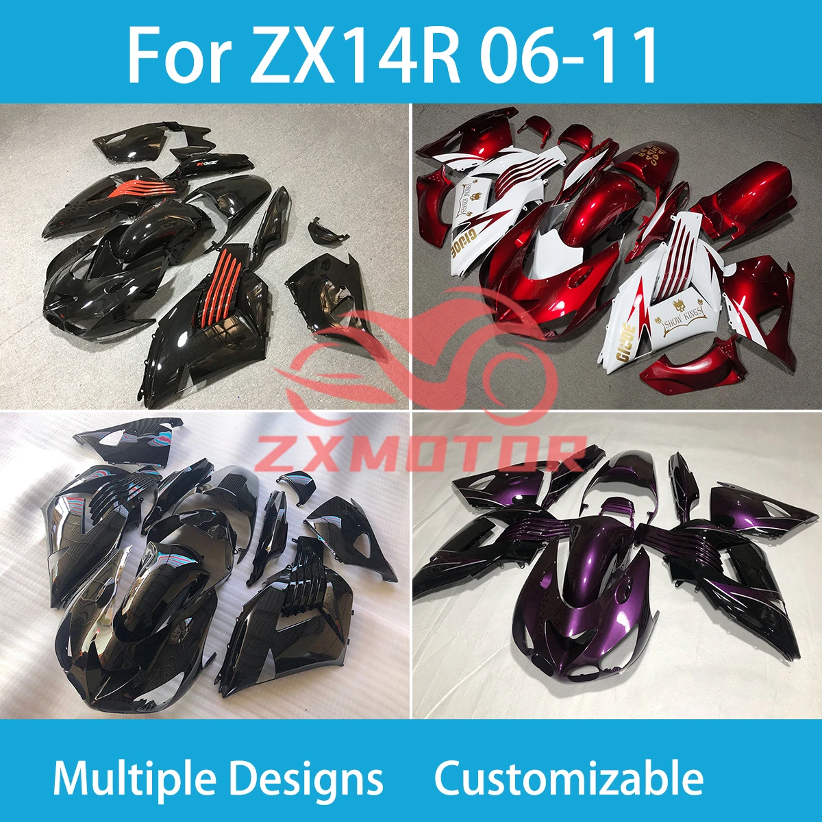 Fairings for Kawasaki ZX14R ZZR1400 06 07 08 09 10 11 Motorcycle Rebuild Fairing Kit ZX-14R 2006 2007 2008 2009 2010 2011 New