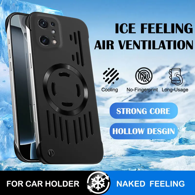 Heat Dissipation Magnetic Metallic Paint Hard PC Case for OPPO FIND X5 X3 Pro Lite Neo Protective Ultra Slim Back Cover