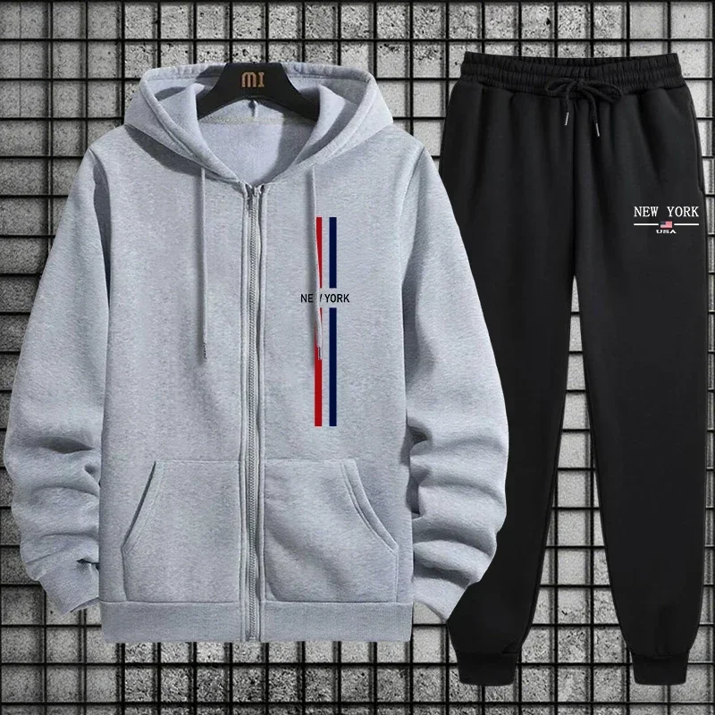 

Men Tracksuit Set 2026 Spring Single Zip Up Hoodie & Single Sports Pants Athletic Lightweight Stretchy Casual Daily Sportswear