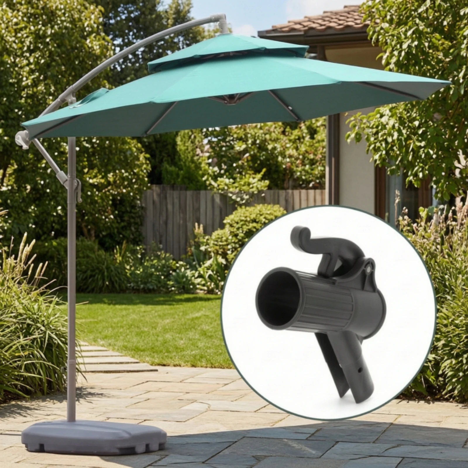 Umbrella Handle with Mounting Bar Weatherproof Umbrella Fixed Handle Hardware Universal Rust-Resistant for DIYers