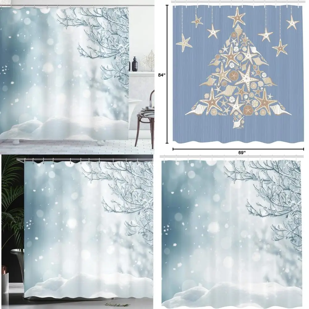 ستارة دش الشتاء العجائب: شجرة ندفة الثلج الاحتفالية وتصميم الصقيع لديكور الحمام الموسمي #1