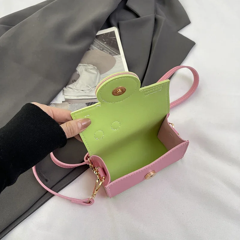 2025 Spring Shiny Contrast Color Crossbody Bag Lady Girls Cute Camera Shape Mini Bag Fashion Lipstick Pouch Cross Body Phone Bag