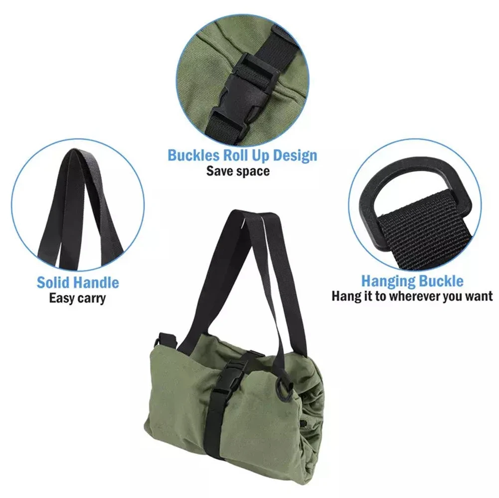 Multi-Purpose Tool Roll Up Bag Wrench Pouch Canvas Hanging Organizer W/ 5 Pocket Portable Small Tools Organizer Bag