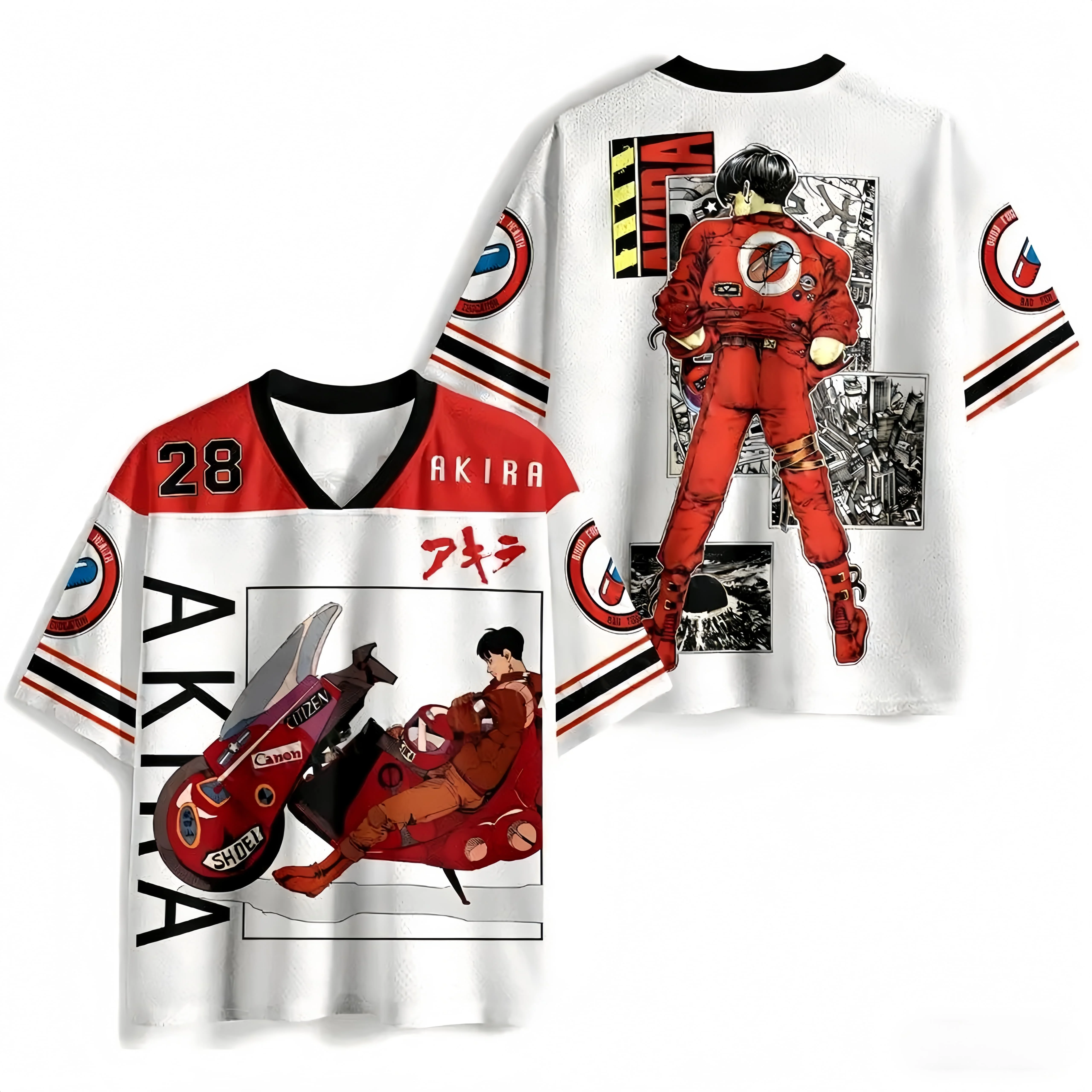 Top Selling Anime Soccer Suit with Comic Style 3D Printing, V-neck Children's Unisex T-shirt, Retro Cyberpunk Streetwear