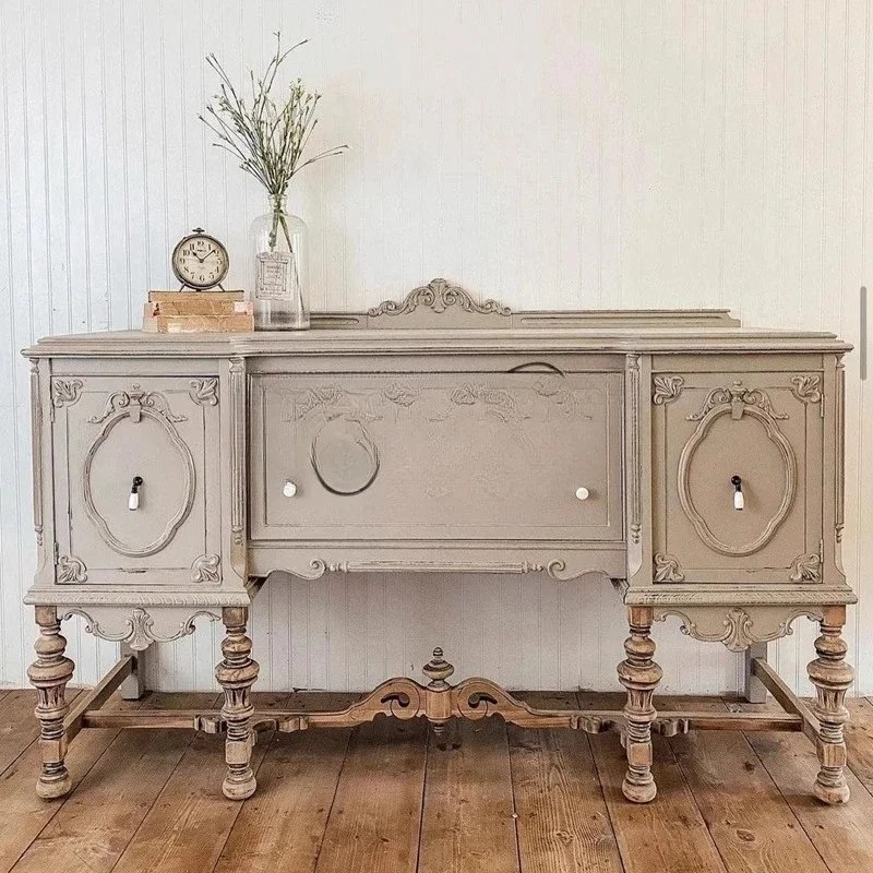 A French retro and old porch cabinets, American rural and European carved living room dining side lockers