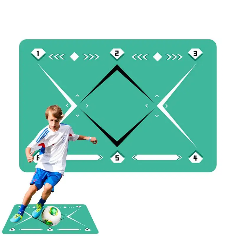 

Football Footstep Training Mat 90x60cm Silent Soccer Pad For Practice Nonslip Dribble Trainer Rug Football Agility Training