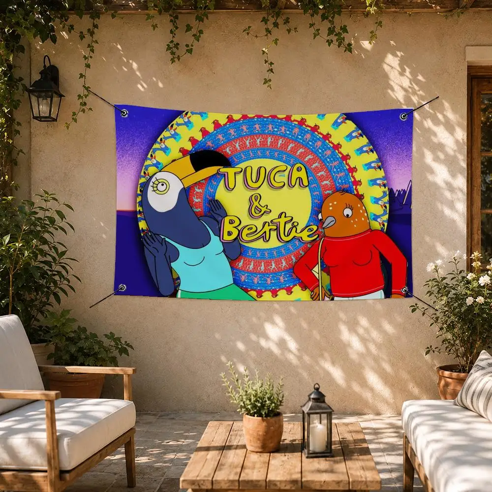 Cute Show Tuca & Bertie Flags Room Bedroom Home Outdoor Wall Hanging Concert Printed Background Decoration Art Banne
