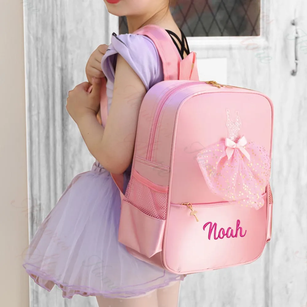 Customized Name Kids Dance Bag New Children\'s Shoulder Dancing Backpack Personalized Princess Girls Ballet Bag Gift Backpacks