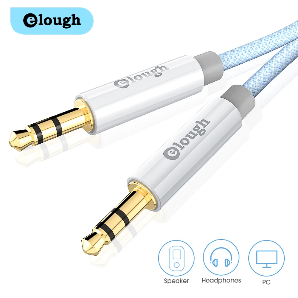 Elough AUX Cable Jack 3.5mm Audio Cable 3.5 MM Jack Speaker Cable for PC Headphones Car Xiaomi Redmi Poco X3 M3 Oneplus AUX Cord