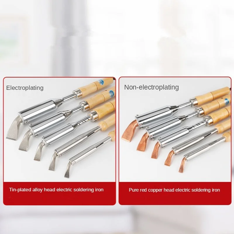 External Heating Electric Soldering Iron Chisel Tip with Wooden Handle Elbow 75W/300W High-power Household Soldering Tin Tool