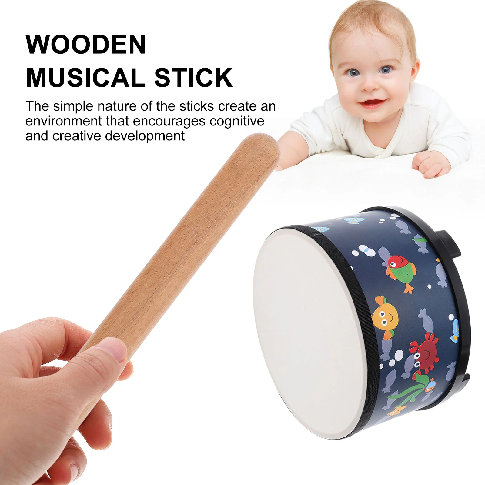 3 Pairs Solid Hardwood Claves Percussion Instrument Rhythm Sticks for Kids Children Beginners Percussion Sticks