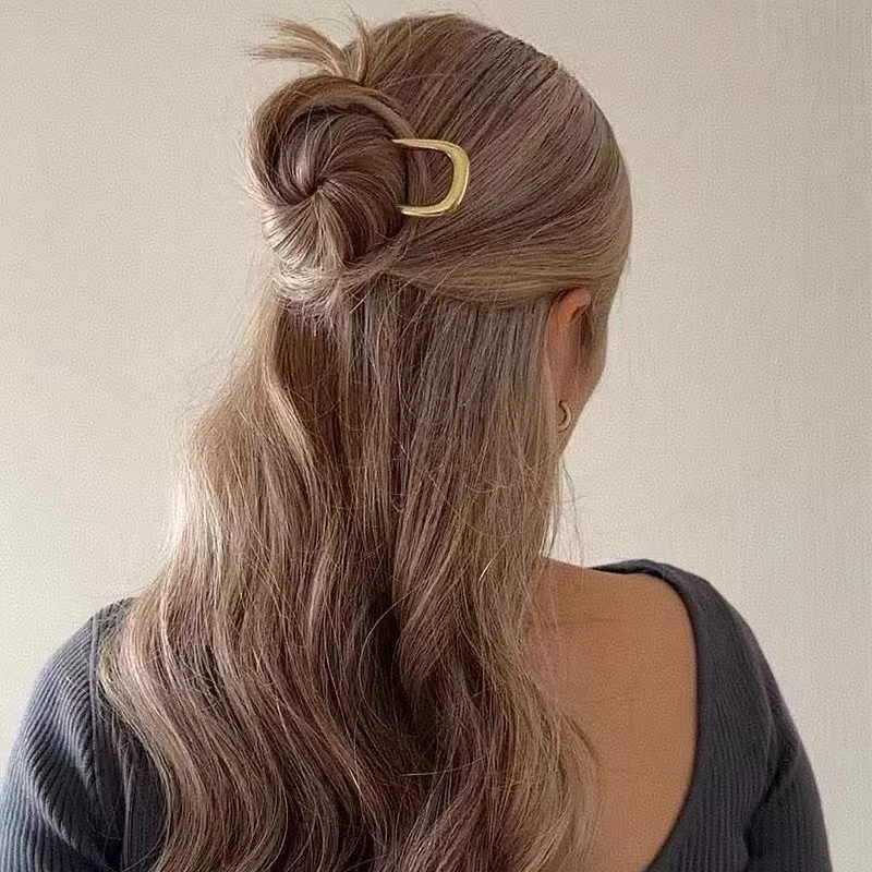 Dicke, einfache U-förmige Haargabeln für Frauen und Mädchen, Metall-Haarspangen, geometrische Haarclips, modische Haaraccessoires für Damen – Detail 8