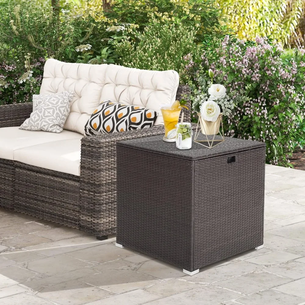 

Outdoor storage box, 72 gallon - external willow storage box with waterproof zipper lining, gas pillar