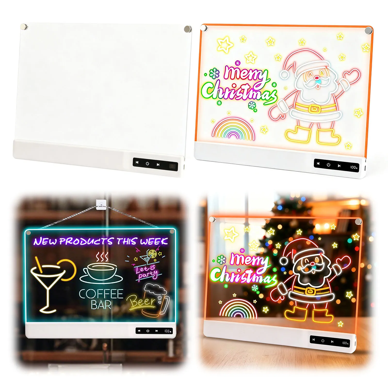 Glow Light Up Drawing Board Kids LED Doodle Pad Rechargeable 8 Color Modes Erasable Writing Painting Art Tablet